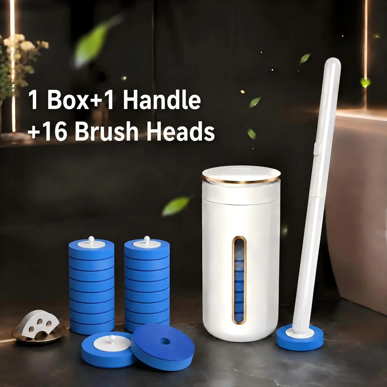 Cepillo Desechable para Inodoro con 16 Repuestos – Sistema de Limpieza Profunda e Higiénica para Baño
