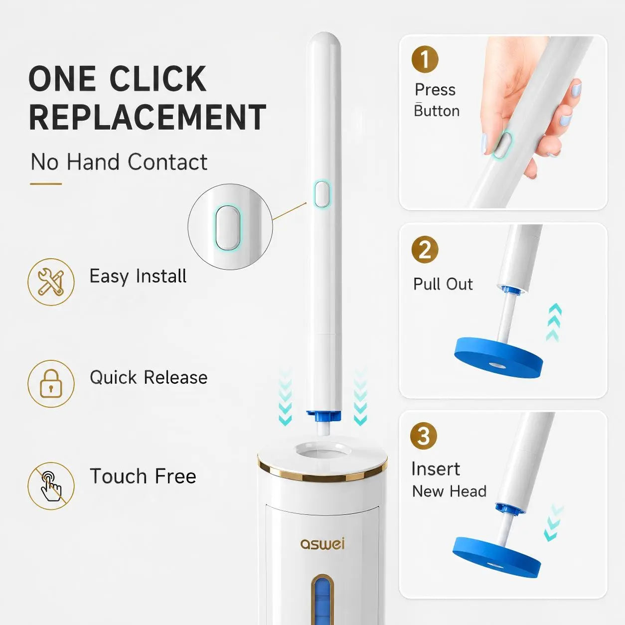Cepillo Desechable para Inodoro con 16 Repuestos – Sistema de Limpieza Profunda e Higiénica para Baño