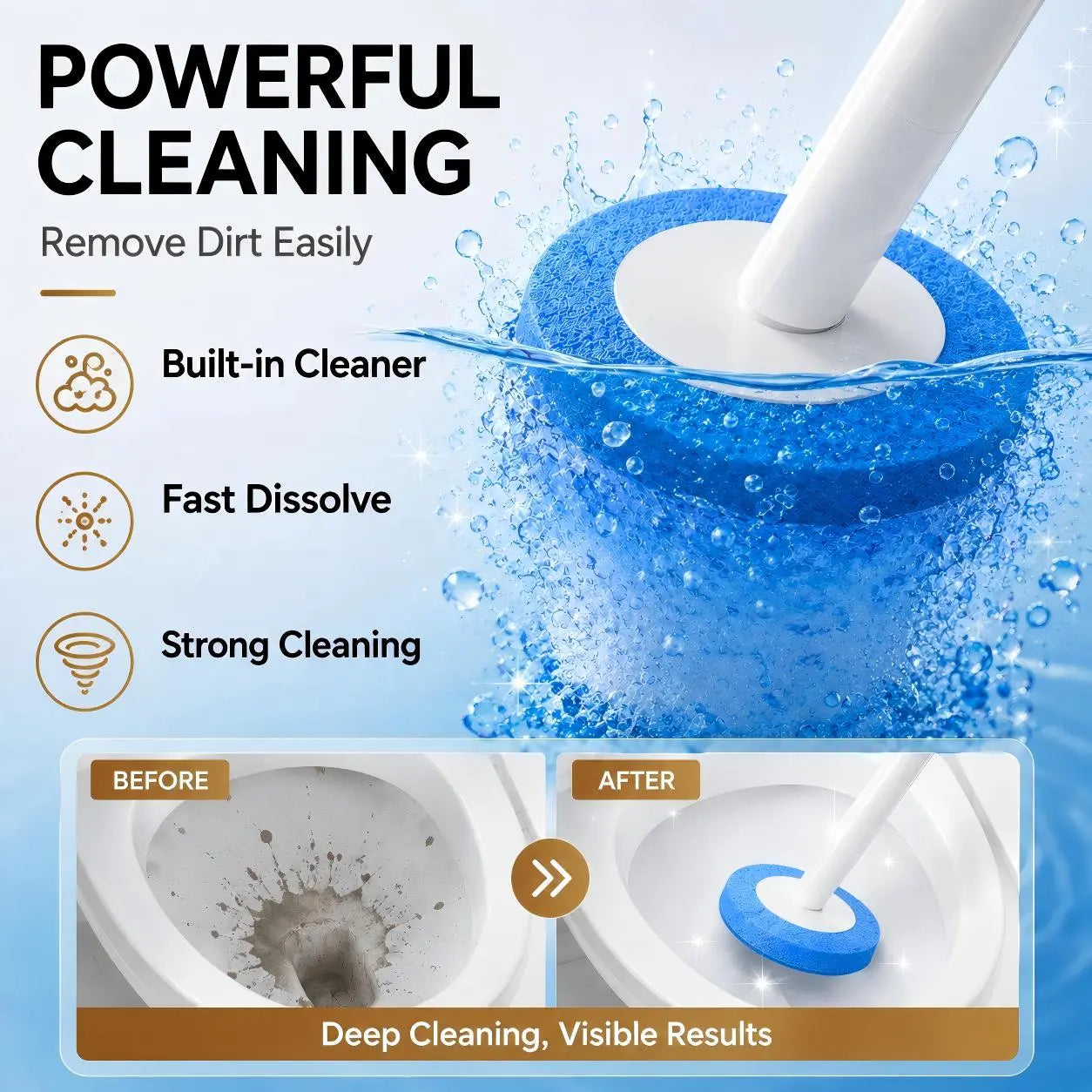 Cepillo Desechable para Inodoro con 16 Repuestos – Sistema de Limpieza Profunda e Higiénica para Baño